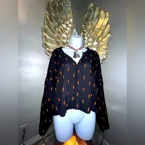 IRO Jeans  Blouse Navy Blue Lightning Bolt Blouse Size 34